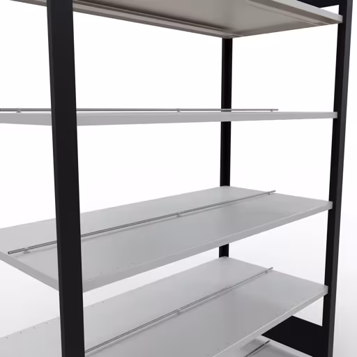 Figure n° 13 de l'article, étagère de bureau, système enfichable MULTIplus150, 2000 x 1300 x 600 mm, 6 étagères, avec butée centrale, noir/gris clair du groupe de produits étagères de bureau de Schulte Lagertechnik