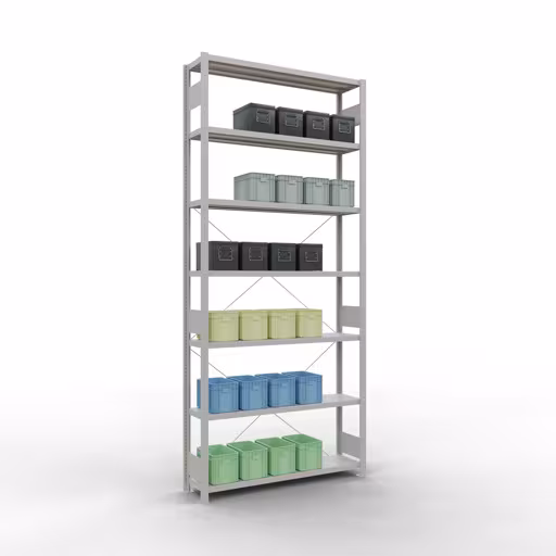 Image du produit n° 12 de l'article système enfichable étagère de base 3000x1300x300 mm, type 250 kg, gris clair Figure n° 12 de l'article étagère de base du système enfichable 3000x1300x300 mm, type 250 kg, gris clair du groupe de produits du système enfichable de Schulte Lagertechnik