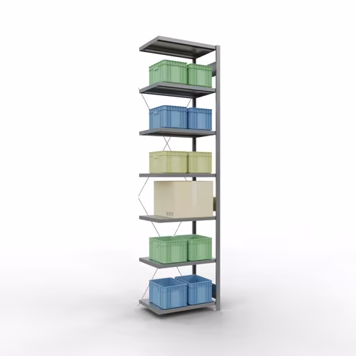 Immagine del prodotto n. 13 dell'articolo Scaffale aggiuntivo, scaffale, sistema a innesto MULTIplus250, 3000 x 750 x 500 mm (AxLxP), 7 ripiani, traversa, zincato Figura n. 13 dell'articolo scaffale aggiuntivo, scaffale a scaffale, sistema a innesto MULTIplus250, 3000 x 750 x 500 mm (AxLxP), 7 ripiani, traversa, zincato del gruppo di prodotti sistema a innesto della marca Schulte Lagertechnik