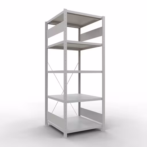 Étagère de base, étagère, système enfichable MULTIplus250, 2000 x 750 x 800 mm (HxLxP), 5 étagères, traverse, RAL 7035 gris clair, étagère de base, réf. 32880-75