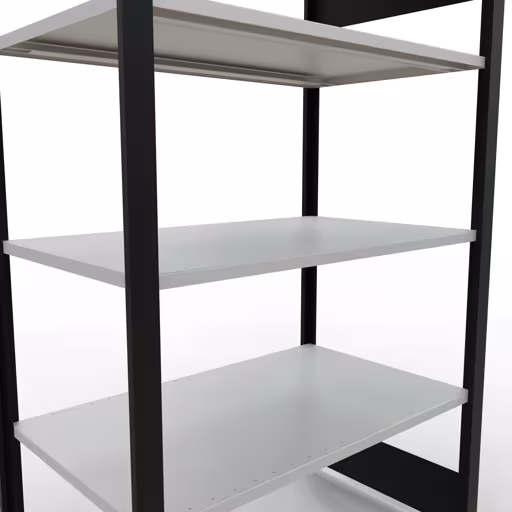 Produktbild Nr 13 des Artikels Grundregal, Büro-Fachbodenregal Stecksystem MULTIplus150, 1800 x 1000 x 600 mm (HxBxT), 5 Fachböden, Längenriegel, ohne Mittelanschlag, schwarz/lichtgrau Abbildung Nr 13 des Artikels Grundregal, Büro-Fachbodenregal Stecksystem MULTIplus150, 1800 x 1000 x 600 mm (HxBxT), 5 Fachböden, Längenriegel, ohne Mittelanschlag, schwarz/lichtgrau aus der Produktgruppe Büroregale von der Marke Schulte Lagertechnik