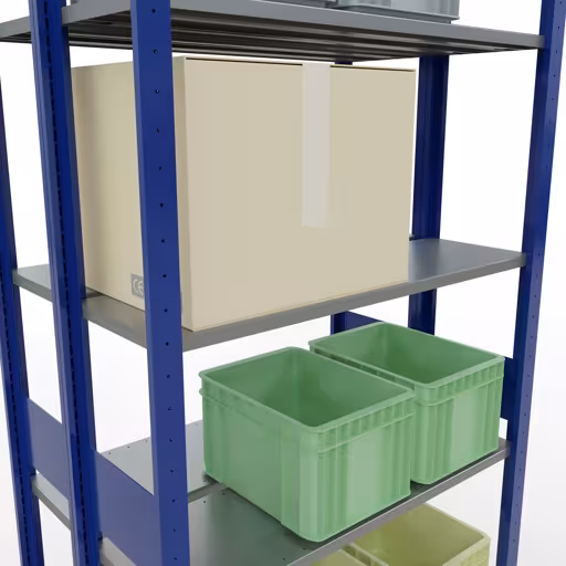 Immagine del prodotto n. 8 dell'articolo scaffale base, scaffale doppio, sistema a innesto per scaffale MULTIplus150, 3000 x 1000 x (2x300) mm, 2x7 ripiani, RAL 5010 blu genziana dalla gamma di prodotti scaffale della marca Schulte Lagertechnik
