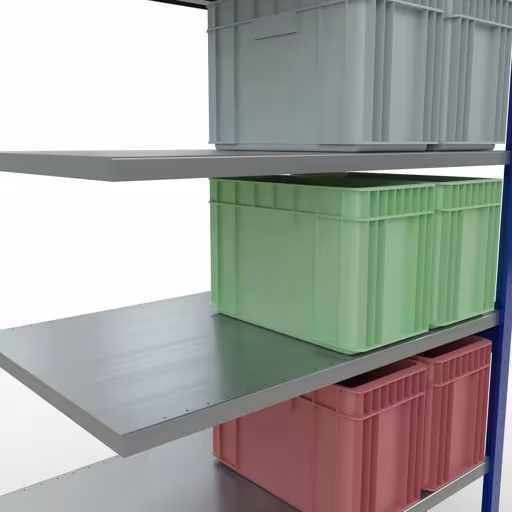 Image du produit n° 12 de l'article Rayonnage complémentaire, rayonnage à étagères, système enfichable MULTIplus250, 2500 x 1300 x 800 mm, 6 étagères, traverse, RAL 5010 bleu gentiane/galvanisé Figure n° 12 de l'article étagère complémentaire, étagère à étagères, système enfichable MULTIplus250, 2500 x 1300 x 800 mm, 6 étagères, RAL 5010 bleu gentiane/galvanisé du groupe de produits système enfichable de la marque Schulte Lagertechnik