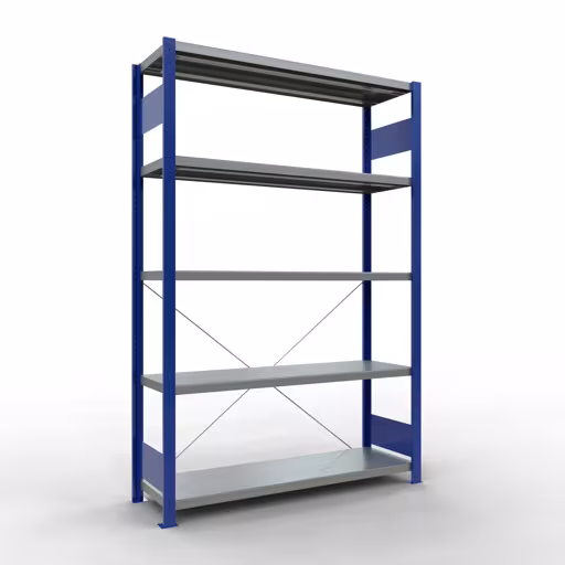 Figure n° 15 de l'article étagère de base, étagère, système enfichable MULTIplus250, 2000 x 1300 x 400 mm, 5 étagères, RAL 5010 bleu gentiane/galvanisé du groupe de produits système enfichable de Schulte Lagertechnik