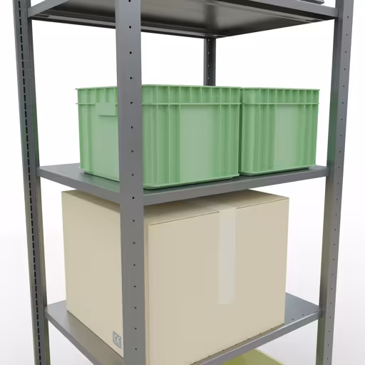 Étagère de base, étagère, système enfichable MULTIplus150, 2000 x 750 x 600 mm (HxLxP), 5 étagères, barres de longueur, galvanisées de la catégorie d'étagères de base avec le GTIN 4004514254610 Étagère de base, étagère, système enfichable MULTIplus150, 2000 x 750 x 600 mm, 5 étagères, galvanisée de la marque Schulte Lagertechnik de la gamme de produits du système enfichable