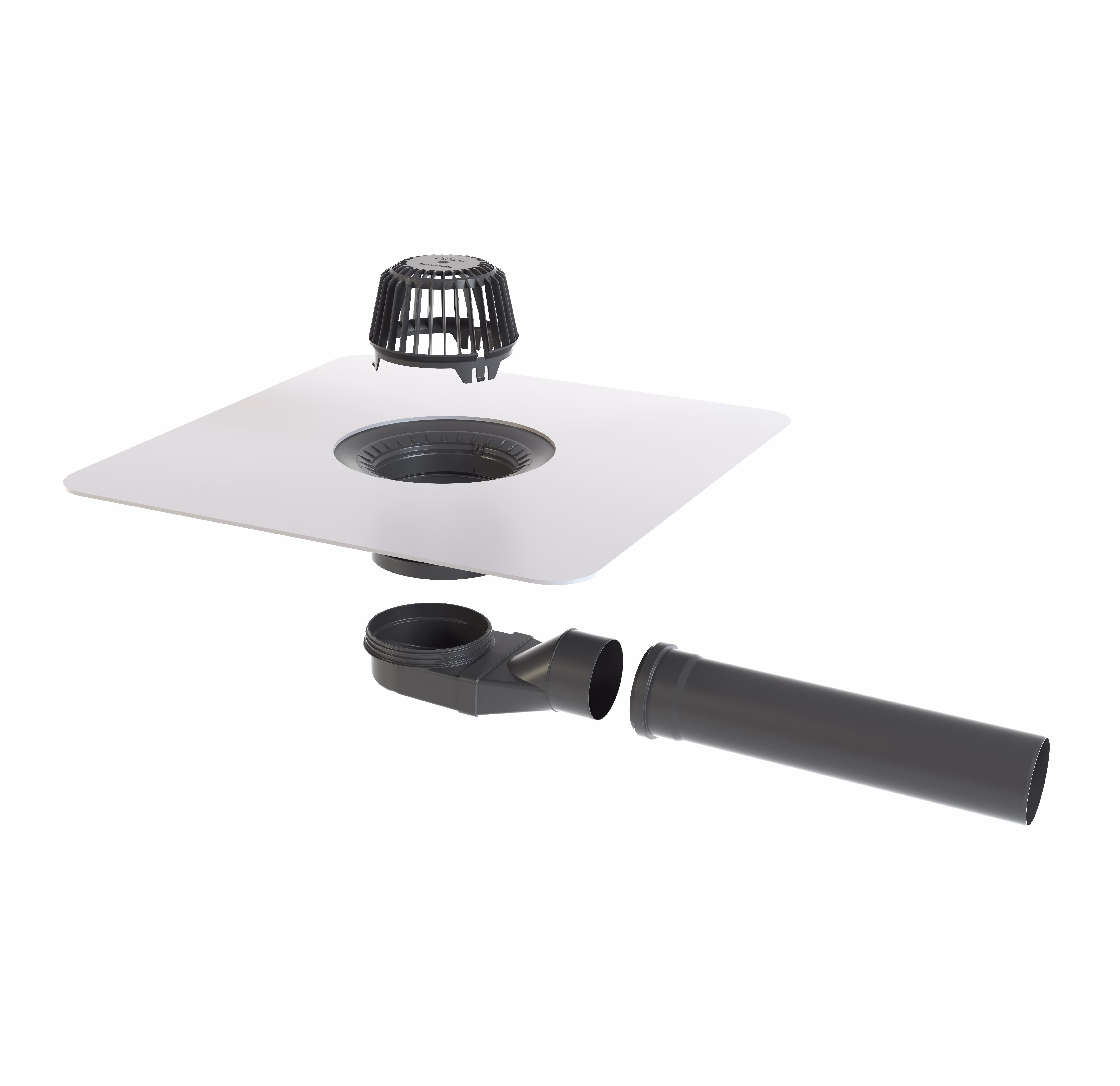 Grondaie angolari per tetti Flavent Pro DN 75 con collare bituminoso di Klöber Flavent Pro, pluviali angolati per tetti con collare bituminoso, appartenenti alla categoria degli attraversamenti isolati per tetti, codice articolo KF7211-70