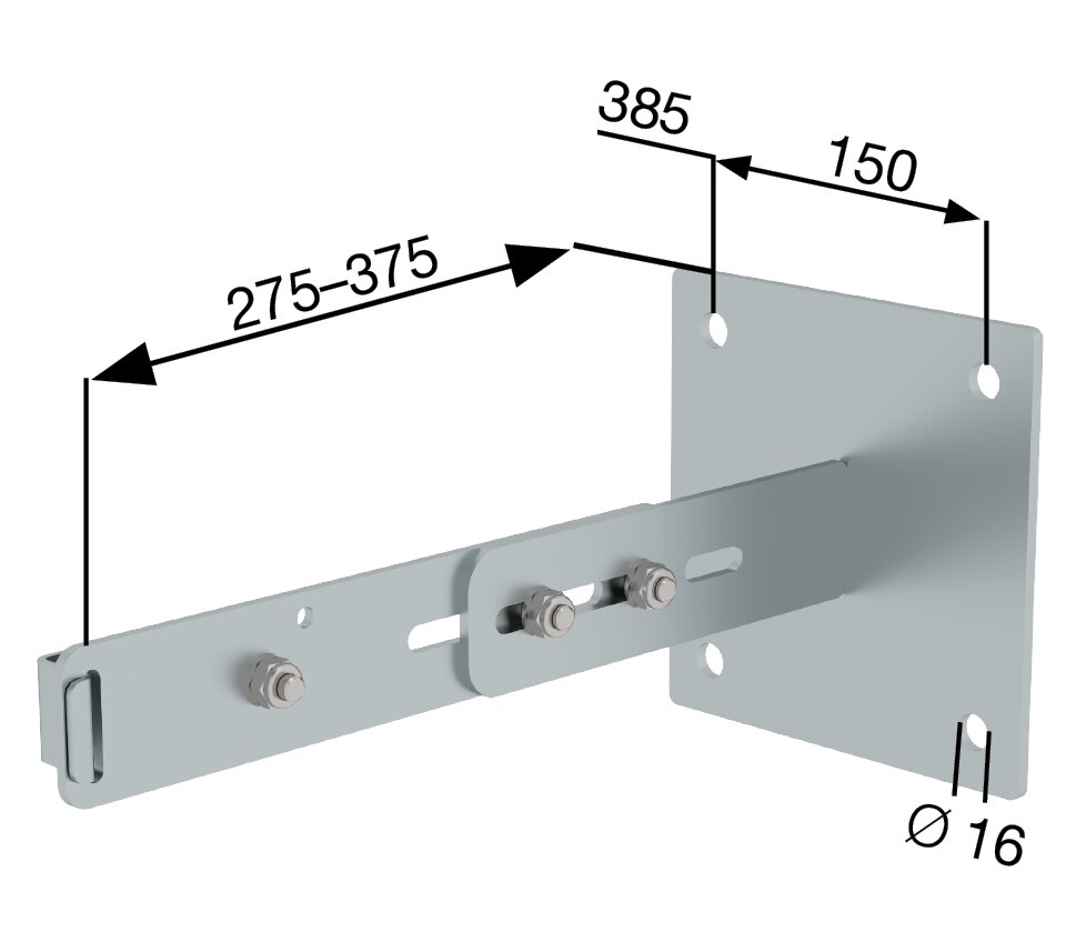 Sonstige 3814156 Munk Wandhalter m. Klemmbügel, verstellbar 275-375mm, Edelstahl