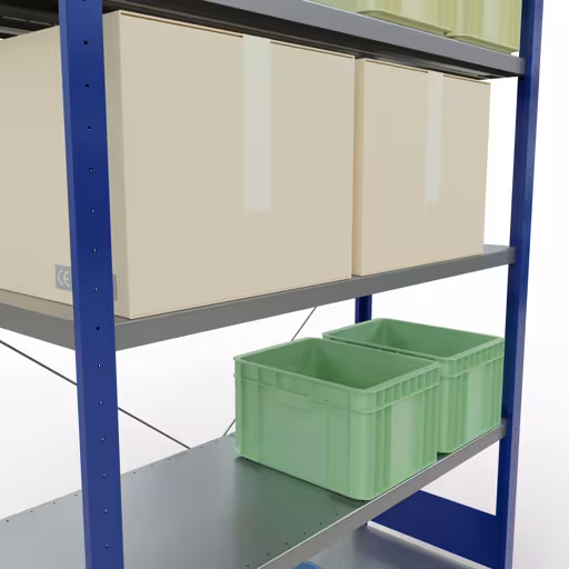Étagère de base, étagère, système enfichable MULTIplus250, 2000 x 1300 x 500 mm, 5 étagères, RAL 5010 bleu gentiane/galvanisé de Schulte Lagertechnik de la gamme de produits du système enfichable