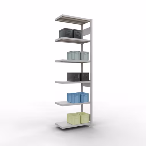 Figura n. 13 dell'articolo scaffale aggiuntivo, scaffale, sistema a innesto MULTIplus250, 2500 x 750 x 400 mm, 6 ripiani, RAL 7035 grigio chiaro del gruppo di prodotti sistema a innesto della marca Schulte Lagertechnik