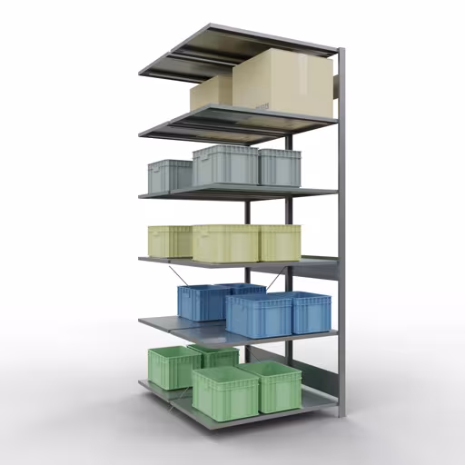 Image du produit n° 14 de l'article Étagère supplémentaire, étagère double, système d'étagères enfichables MULTIplus150, 2500 x 1000 x (2x600) mm (HxLxP), 2x6 étagères, traverse, galvanisé Figure n° 14 de l'article étagère complémentaire, étagère double, système d'étagères enfichables MULTIplus150, 2500 x 1000 x (2x600) mm, 2x6 étagères, galvanisées du groupe de produits étagères de la marque Schulte Lagertechnik