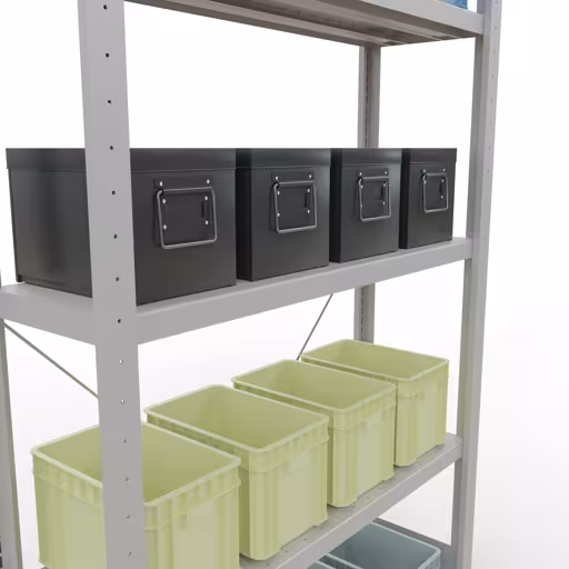 Immagine aggiuntiva dell'articolo Scaffale base, scaffale, sistema a innesto MULTIplus330, 2000 x 1000 x 300 mm (AxLxP), 5 ripiani, traversa, RAL 7035 grigio chiaro da scaffale base