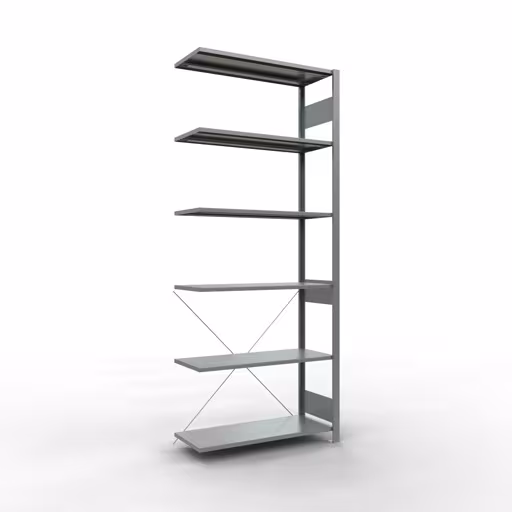 Scaffali aggiuntivi, scaffali, sistema a innesto MULTIplus150, 2500 x 1000 x 400 mm (AxLxP), 6 ripiani, traversa, zincato di Schulte Lagertechnik Scaffale aggiuntivo, scaffale, sistema a innesto MULTIplus150, 2500 x 1000 x 400 mm (AxLxP), 6 ripiani, traversa, zincato, ripiano aggiuntivo, articolo n. 12746