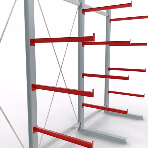 Scaffale completo K 6000, unilaterale, 3000 x 4500 x 1000 mm, RAL 7001 / RAL 3000, 5 livelli di stoccaggio della marca Schulte Lagertechnik dal programma di scaffalature cantilever