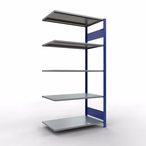 Scaffali componibili, scaffali, sistema a innesto MULTIplus150, 2000 x 1000 x 600 mm (AxLxP), 5 ripiani, barre longitudinali, RAL 5010 blu genziana/zincato della marca Schulte Lagertechnik della gamma sistemi a innesto