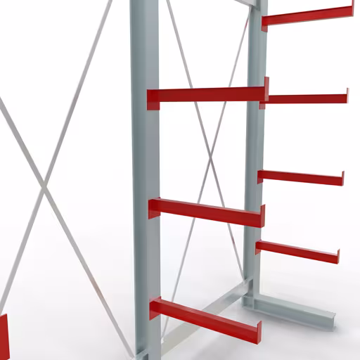 K 3000 Komplettregal, einseitig, 2500 x 2600 x 600 mm, RAL 7001 / RAL 3000, 5 Lagerebenen von der Marke Schulte Lagertechnik aus der Produktreihe Kragarmregale