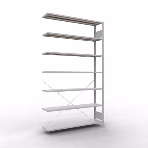 Scaffale aggiuntivo, scaffale per ufficio, sistema a innesto MULTIplus85, 2300 x 1300 x 300 mm (AxLxP), 7 ripiani, traversa, senza barra di arresto, grigio chiaro di Schulte Lagertechnik Scaffale sovrapponibile, scaffale per ufficio, sistema a innesto MULTIplus85, 2300 x 1300 x 300 mm (AxLxP), 7 ripiani, traversa, senza barra di arresto, grigio chiaro, sistema a innesto, articolo n. 36035