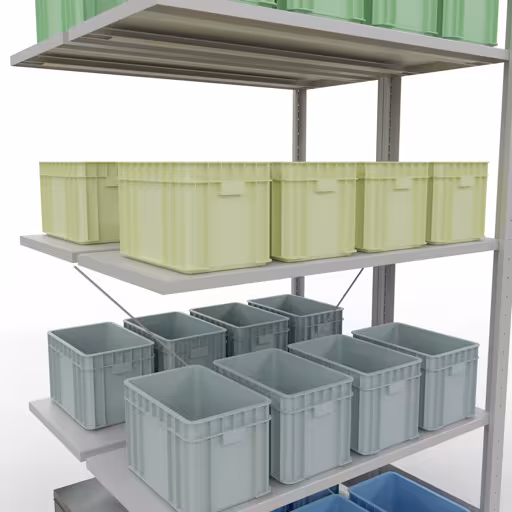 Immagine aggiuntiva dell'articolo Ripiano aggiuntivo, ripiano doppio, sistema a innesto per ripiano MULTIplus150, 2000 x 1000 x (2x400) mm (AxLxP), 2x5 ripiani, traversa, RAL 7035 grigio chiaro da ripiani doppi