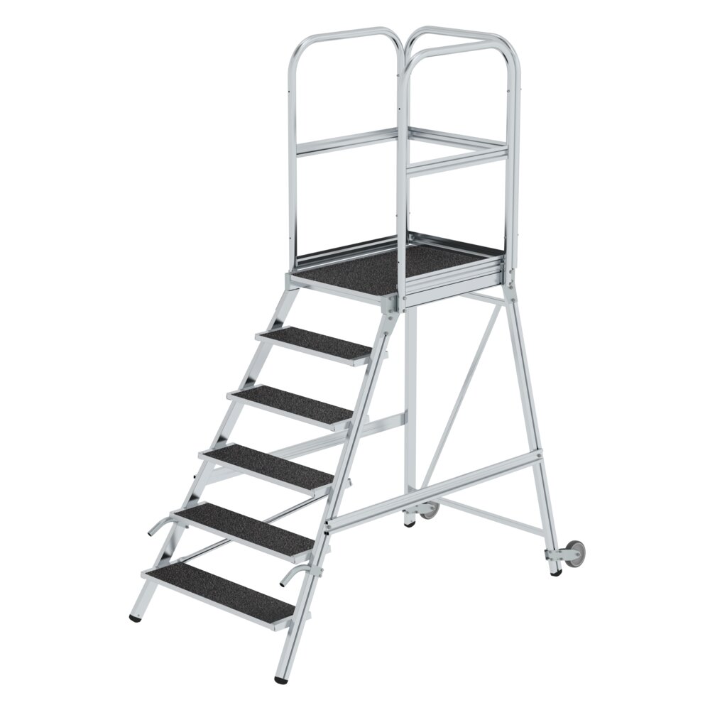 Munk Podesttreppe einseitig begehbar mit Rollen& Griffen Korrundbesch. R13 6 Stufen von Günzburger Steigtechnik Munk Podesttreppe einseitig begehbar mit Rollen& Griffen Korrundbesch. R13 aus der Kategorie Podesttreppen mit der Artikelnr. 055106