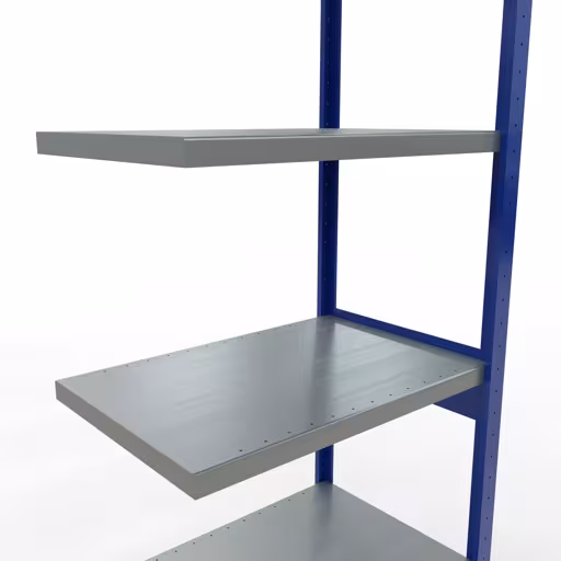 Image du produit n° 12 de l'article Rayonnage complémentaire, rayonnage à étagères, système enfichable MULTIplus250, 2500 x 750 x 500 mm, 6 étagères, barres longitudinales, RAL 5010 bleu gentiane/galvanisé/galvanisé Figure n° 12 de l'article Système d'étagères enfichables MULTIplus250, 2500 x 750 x 500 mm, 6 étagères, RAL 5010 bleu gentiane/galvanisé/galvanisé du groupe de produits système enfichable de Schulte Lagertechnik