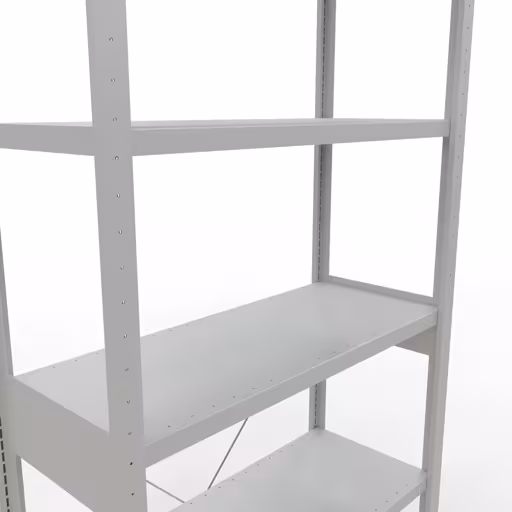 Scaffale base, scaffale, sistema a innesto MULTIplus250, 2500 x 1000 x 400 mm (AxLxP), 6 ripiani, traversa, RAL 7035 grigio chiaro della marca Schulte Lagertechnik della gamma sistemi a innesto
