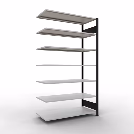 Figure n° 11 de l'article, étagère de bureau, système enfichable MULTIplus150, 2300 x 1300 x 600 mm, 7 étagères, barres de longueur, noir/gris clair du groupe de produits étagères de bureau de la marque Schulte Lagertechnik