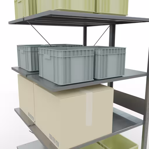 Immagine aggiuntiva dell'articolo Ripiano aggiuntivo, ripiano doppio, sistema a innesto per ripiano MULTIplus150, 3000 x 1000 x (2x1000) mm (AxLxP), 2x7 ripiani, traversa, zincato da ripiani doppi