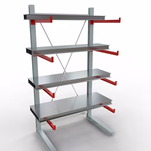 Figure n° 10 de l'article Rayonnage complet K 6000, unilatéral, 3000 x 1500 x 1000 mm, RAL 7001 / RAL 3000, 5 niveaux de stockage du groupe de produits rayonnages cantilever de Schulte Lagertechnik