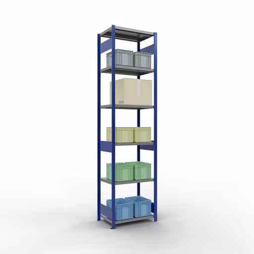 Figure n° 14 de l'article étagère de base, étagère, système enfichable MULTIplus250, 3000 x 750 x 500 mm, 7 étagères, RAL 5010 bleu gentiane/galvanisé/galvanisé du groupe de produits système enfichable de Schulte Lagertechnik