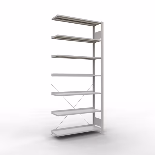 Scaffale sovrapponibile, scaffale per ufficio, sistema a innesto MULTIplus85, 2300 x 1000 x 300 mm (AxLxP), 7 ripiani, traversa, con listello di arresto, grigio chiaro, sistema a innesto, articolo n. 36016