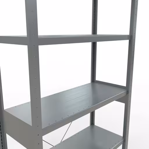 Une autre vue de l'article étagère de base, étagère, système enfichable MULTIplus250, 2500 x 1000 x 400 mm, 6 étagères, galvanisée de la catégorie système enfichable