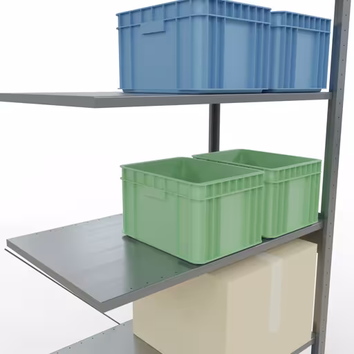 Etagère supplémentaire, étagère d'angle (champ C) 2500 x 1000 x 600, 6 étagères, traverse, galvanisée de la catégorie étagères d'angle avec le GTIN 4004514241313 Étagère supplémentaire, étagère d'angle (champ C) 2500 x 1000 x 600, 6 étagères, galvanisées de la marque Schulte Lagertechnik de la gamme d'étagères pour étagères