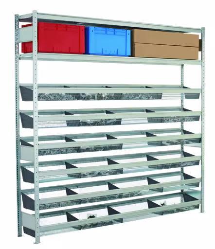 Scaffale aggiuntivo, scaffale a campata larga WS 2000 con cestelli in rete 2000 x 1500 x 400 mm (AxLxP), zincato, WS2000 per carichi di scomparti fino a 400 kg, articolo n. 15284
