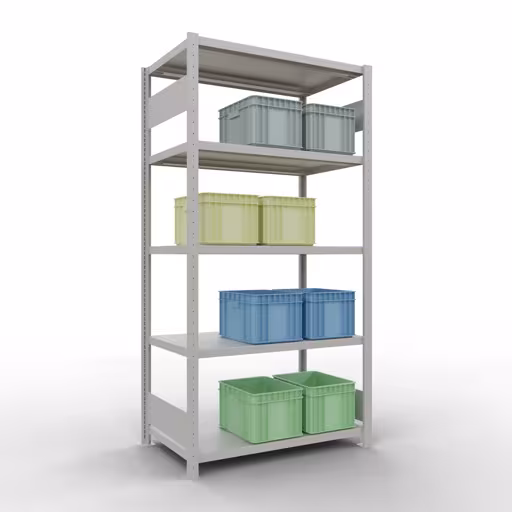 Grundregal, Fachbodenregal Stecksystem MULTIplus250, 2000 x 1000 x 600 mm (HxBxT), 5 Fachböden, Längenriegel, RAL 7035 lichtgrau aus der Kategorie Grundregal mit der GTIN 4004514294968 Grundregal, Fachbodenregal Stecksystem MULTIplus250, 2000 x 1000 x 600 mm (HxBxT), 5 Fachböden, Längenriegel, RAL 7035 lichtgrau von der Marke Schulte Lagertechnik aus der Produktreihe Stecksystem