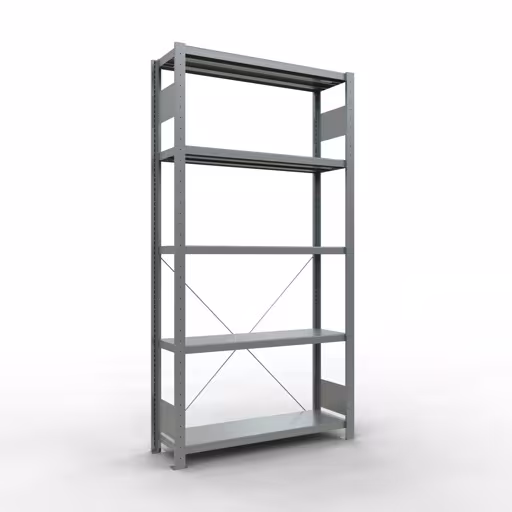 Étagère de base, étagère, système enfichable MULTIplus330, 2000 x 1000 x 300 mm (HxLxP), 5 étagères, traverse, galvanisée, étagère de base, réf. 13930