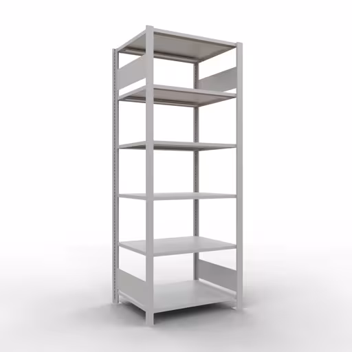 Scaffale Basic, scaffale per ufficio, sistema a innesto MULTIplus150, 2000 x 750 x 600 mm (AxLxP), 6 ripiani, barre longitudinali, senza fermo centrale, grigio chiaro, sistema a innesto, articolo n. 36060
