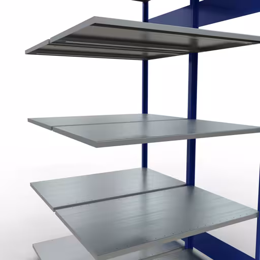 Produktbild Nr.16 des Artikels Anbauregal, Doppelregal, Fachbodenregal Stecksystem MULTIplus150, 2000 x 1000 x (2x600) mm (HxBxT), 2x5 Fachböden, Längenriegel, RAL 5010 enzianblau aus der Produktreihe Fachbodenregale von der Marke Schulte Lagertechnik