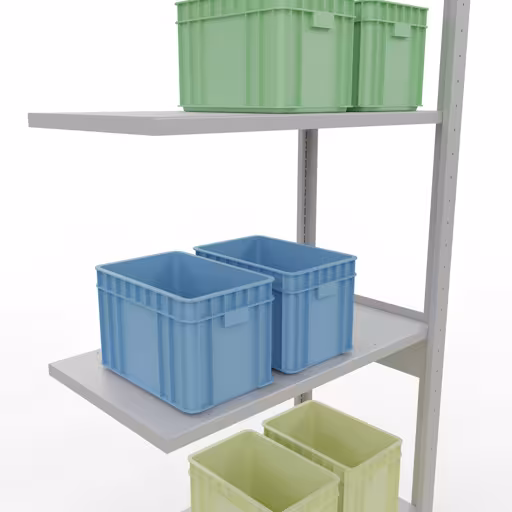 Scaffali aggiuntivi, scaffali, sistema a innesto MULTIplus150, 2500 x 750 x 400 mm (AxLxP), 6 ripiani, barre longitudinali, RAL 7035 grigio chiaro di Schulte Lagertechnik con l'articolo n. 32646-75-LR