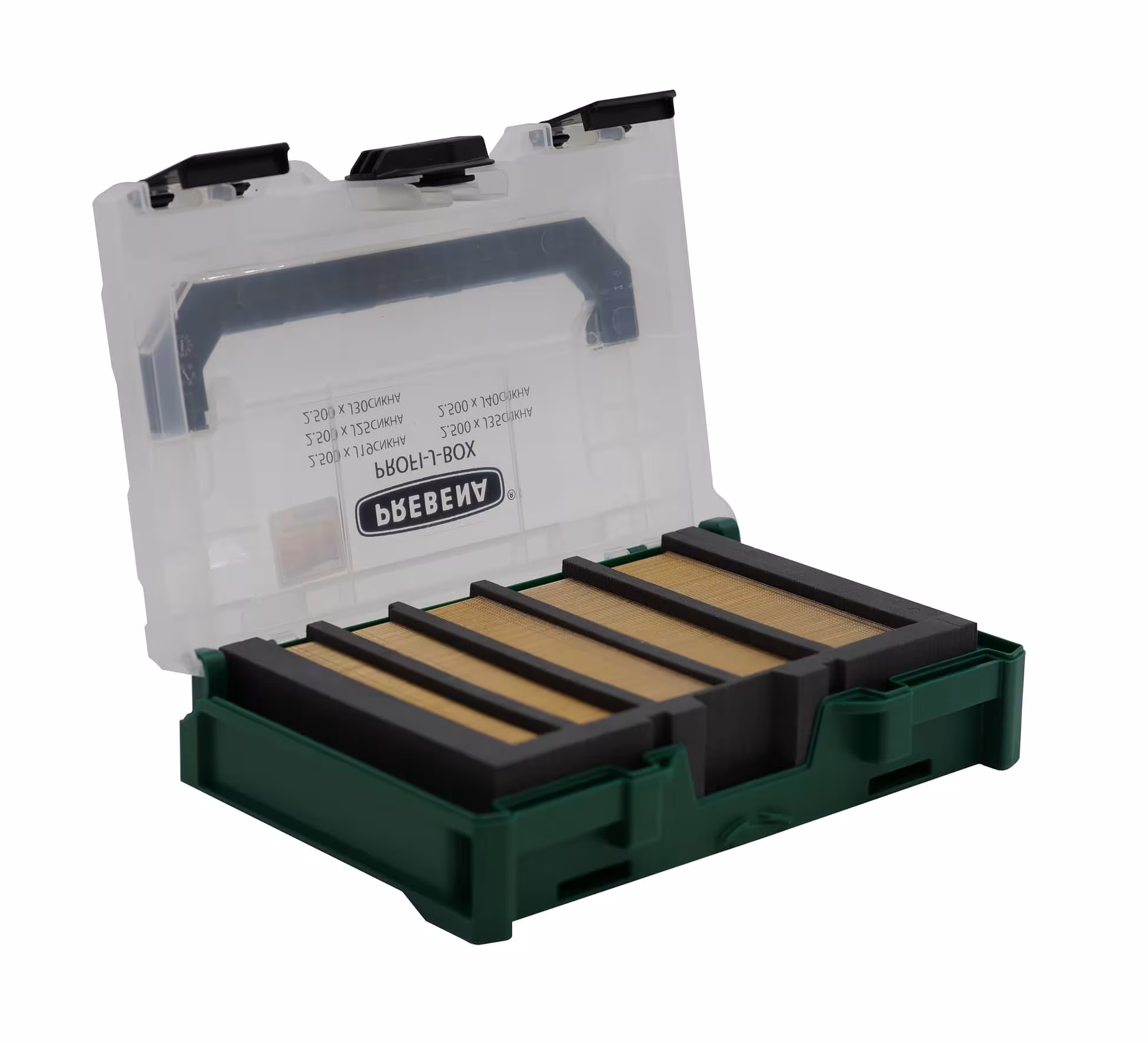 PROFI-J-BOX - Stauchkopfnägel (Brads) Type J in der Baustellengerechten metaBOX von Prebena mit der Artikelnr. PROFI-J-BOX