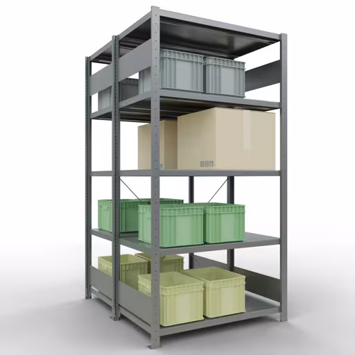 Image du produit n°6 de l'article étagère de base, système d'étagères enfichables MULTIplus250, 2000 x 1000 x (2x600) mm, 2x5 étagères, galvanisé de la gamme d'étagères pour étagères de la marque Schulte Lagertechnik
