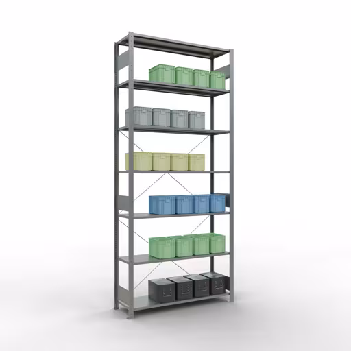 Une autre vue de l'article étagère de base système enfichable 3000x1300x400 mm, type 150 kg, galvanisée Une autre vue de l'article étagère de base du système enfichable 3000x1300x400 mm, type 150 kg, galvanisée de la catégorie du système enfichable