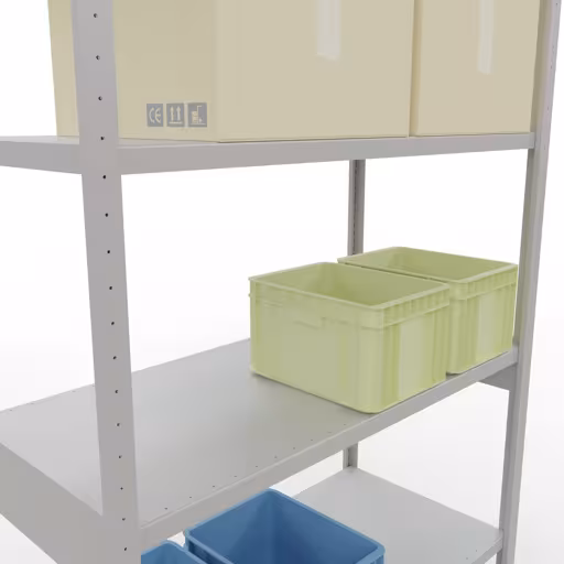 Figure n° 13 de l'article étagère de base, système d'étagères enfichables MULTIplus250, 3000 x 1300 x 600 mm, 7 étagères, RAL 7035 gris clair du groupe de produits système enfichable de Schulte Lagertechnik