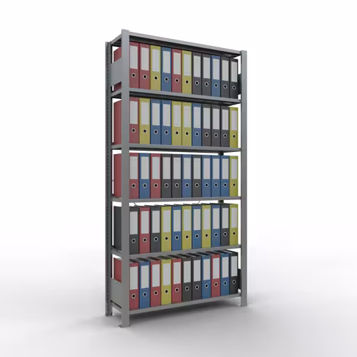 Figura n. 13 dell'articolo scaffale base, scaffale per ufficio, sistema a innesto MULTIplus85, 2000 x 1000 x 300 mm (AxLxP), 6 ripiani, traversa, zincato, con barra di arresto del gruppo di prodotti Scaffali per ufficio della marca Schulte Lagertechnik