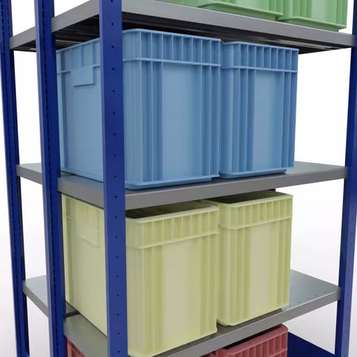 Image du produit n° 8 de l'article étagère de base, , système d'étagères enfichables MULTIplus250, 2000 x 1000 x (2x400) mm, 2x5 étagères, RAL 5010 bleu gentiane de la gamme d'étagères de Schulte Lagertechnik
