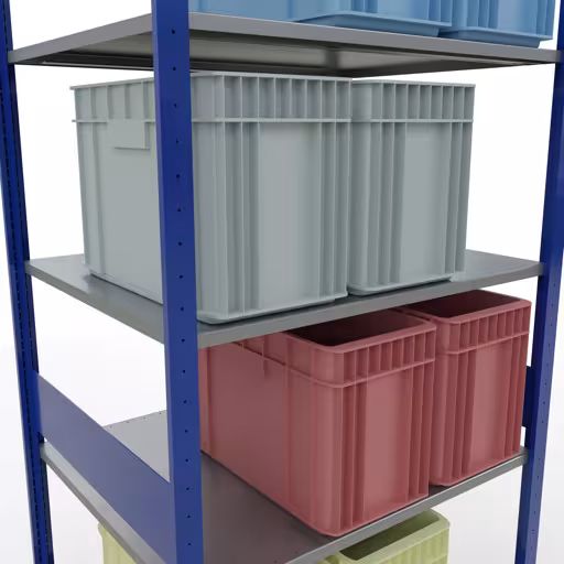 Étagère de base, étagère, système enfichable MULTIplus150, 3000 x 1000 x 800 mm, 7 étagères, RAL 5010 bleu gentiane/galvanisé de Schulte Lagertechnik de la catégorie système enfichable