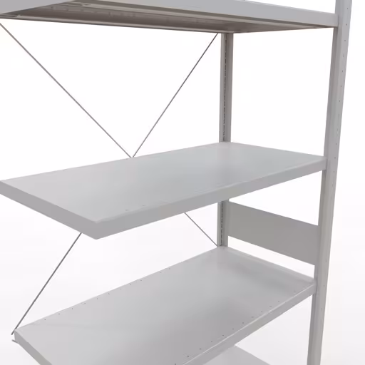 Rayonnage supplémentaire, rayonnage, système enfichable MULTIplus250, 3000 x 1000 x 500 mm, 7 tablettes, traverse, RAL 7035 gris clair avec le numéro d'article 1100001. 32857 , système d'étagères enfichables MULTIplus250, 3000 x 1000 x 500 mm, 7 étagères, RAL 7035 gris clair de Schulte Lagertechnik de la catégorie des systèmes enfichables