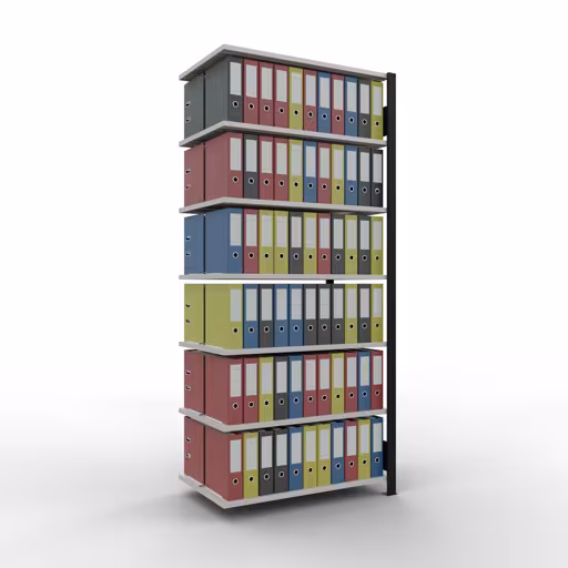 Figura n. 9 dell'articolo scaffali componibili, scaffali per ufficio, sistema a innesto MULTIplus150, 2300 x 1000 x 600 mm, 7 ripiani, nero/grigio chiaro del gruppo di prodotti scaffali per ufficio della marca Schulte Lagertechnik
