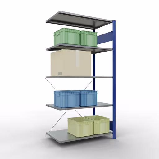 Image du produit n° 15 de l'article étagère complémentaire, étagère, système enfichable MULTIplus150, 2000 x 1000 x 600 mm, 5 étagères, RAL 5010/galvanisé de la gamme de produits du système enfichable de Schulte Lagertechnik