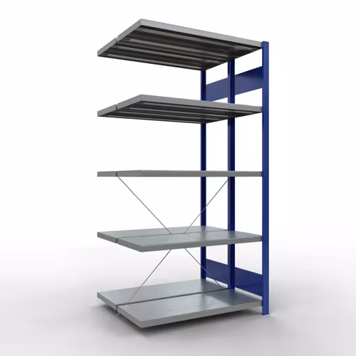 Figura n. 12 dell'articolo scaffale aggiuntivo, scaffale doppio, sistema di scaffali MULTIplus250, 2000 x 1000 x (2x400) mm (AxLxP), 2x5 ripiani, traversa, RAL 5010 blu genziana del gruppo di prodotti scaffali della marca Schulte Lagertechnik