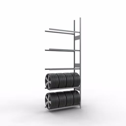 Une autre vue de l'article Étagère amovible, support pour roues/pneus, 3500 x 1300 x 400 mm, galvanisée, 5 niveaux de rangement de la catégorie étagères