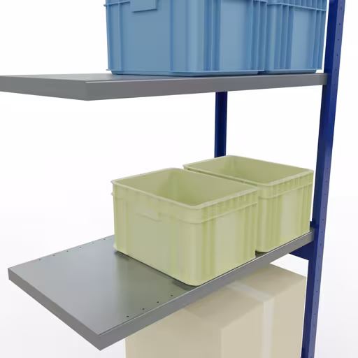 Scaffali aggiuntivi, scaffali, sistema a innesto MULTIplus250, 3000 x 1000 x 500 mm (AxLxP), 7 ripiani, barre longitudinali, RAL 5010 blu genziana/zincato di Schulte Lagertechnik della categoria Sistemi a innesto
